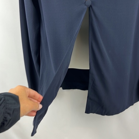 Eileen Fisher One Button Silk Lightweight Cardigan Jacket Navy‎ Blue Size S - Picture 7 of 10